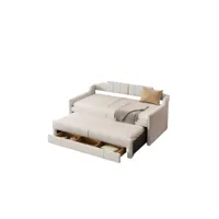 lit simple rembourré avec conteneur à roulettes - beige moselota
