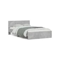 cadre de lit avec tête de lit gris béton 135x190 cm
