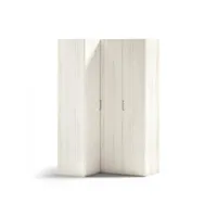 armoire d'angle équerre porte droite pliante 150,8 x 240 cm finition chêne blanchis intérieur double 20101005035