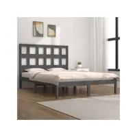 cadre de lit gris bois de pin massif 140x200 cm 9