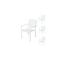 quatuor de chaises textilène-métal blanc - vado - l 55 x l 65 x h 86 cm - neuf