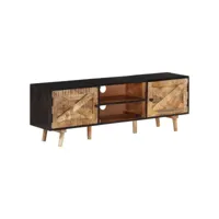 meuble tv - armoire télévision moderne  banc tv de salon 140x30x46 cm bois de manguier brut et d'acacia massif -neww90496