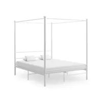 lit à baldaquin blanc métal 160x200 cm