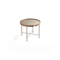 table basse ronde en métal avec verre bronze et base corten chris 60