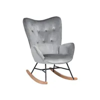 fauteuil à bascule style scandinave pieds en véritable bois de hêtre, gris