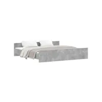cadre de lit tête de lit et pied de lit gris béton 180x200 cm