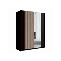armoire design 150cm coloris noir et chêne collection strano. deux portes coulissantes. dressing complet avec miroir.