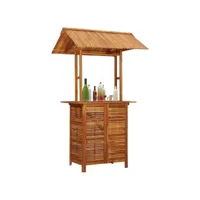 table de bar d'extérieur table haute  avec toit 122x106x217 cm bois d'acacia meuble pro frco91074