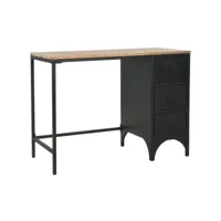 bureau table meuble travail informatique à piédestal unique bois de sapin et acier 100 cm helloshop26 0502131