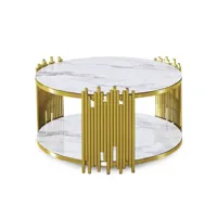 lexie - table basse ronde en verre effet marbre blanc et pieds en métal doré lexie-tb-bla-rond