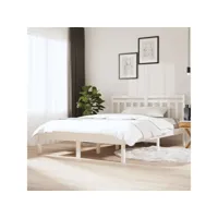 cadre de lit blanc bois massif 150x200 cm très grand