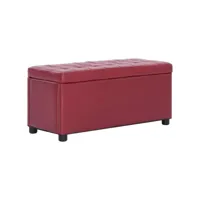 banquette pouf tabouret meuble pouf de rangement 87 cm rouge bordeaux synthétique helloshop26 3002087