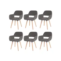 6x chaise de salle à manger hwc-a50 ii, fauteuil, design rétro des années 50 ~ similicuir, gris