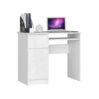 mogo - bureau informatique style moderne - 90x77x50 - 1 tiroir+1 porte - blanc