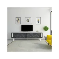 meuble tv spatiosa bois anthracite et blanc