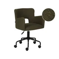 chaise de bureau en tissu bouclé vert foncé sanilac 442056