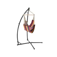 siège suspendu fauteuil suspendu chaise hamac avec cadre coton polyester métal fritté multicolore et noir 100 x 100 cm helloshop26 03_0003771