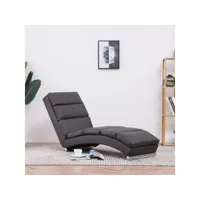 chaise longue  bain de soleil transat gris similicuir meuble pro frco80700