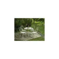 lot de 4 fauteuils de jardin romantique empilable en fer forgé - blanc