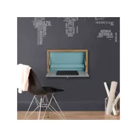 bureau mural en bois bleu et gris - bu0057