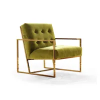 fauteuil en velours alama - vert velours vert