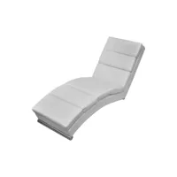 chaise longue  bain de soleil transat blanc similicuir meuble pro frco33935