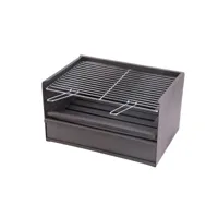 tiroir barbecue 3 hauteur avec grille galvanisée en acier inoxydable coloris gris - 60 x 41 x 36 cm