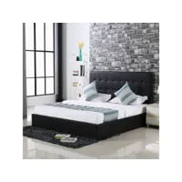 designetsamaison - lit avec coffre de rangement noir avec sommier 140x200 cm - dream c-dream02