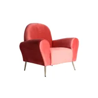 fauteuil en velours, de couleur corail, 94x77x95 cm