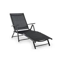 blumfeldt modena chaise longue transat 64x85x170cm tubes aluminium/acier - noir gdmb8-modena-blk