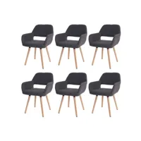 6x chaise de salle à manger altena ii, fauteuil, design rétro des années 50 ~ tissu, gris