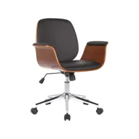 fauteuil de bureau moderne et confortable accoudoirs incurvés hauteur réglable en synthétique noir bois et métal bur10553