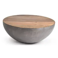 table basse ronde en bois et acier argent lara 90 cm