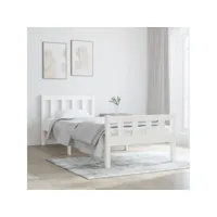 cadre de lit blanc bois massif 90x190 cm simple 4