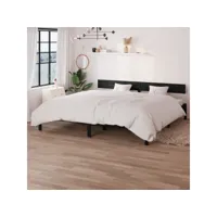 cadre de lit noir bois de pin massif 200x200 cm
