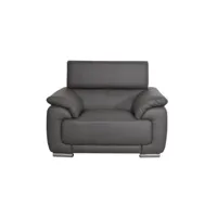 fauteuil en cuir marjorie - gris gris