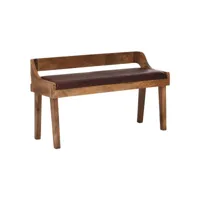 finebuy banc banc en cuir véritable  bois massif 108x63x43 cm  banc rembourré avec dossier  banc couloir chambre marron  petit banc de lit en cuir