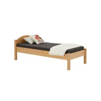 lit simple 90x200 cm en bois massif soraja, lit 1 place pour enfant ou adulte