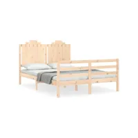 cadre de lit avec tête de lit double bois massif