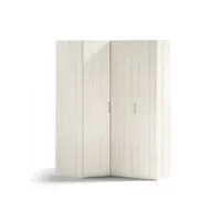 armoire d'angle pan-coupé 2 portes 170,3 x 240 cm finition chêne blanchis porte droite pliante 1 étagère 20101005045