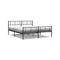 cadre de lit métal avec tête de lit-pied de lit noir 180x200