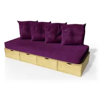 banquette cube 200 cm + futon + coussins  miel banq200p-m