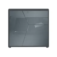 petit meuble de rangement noir  mat et gris laqué (l-h-p) : 79 - 74 - 36