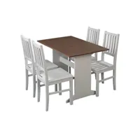lucain - ensemble table repas + 4 chaises bois massif