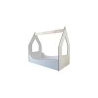 lit et matelas - lit cabane blanc et gris enfant - 140 x 70 cm