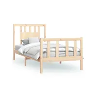 cadre de lit et tête de lit bois de pin massif 100x200