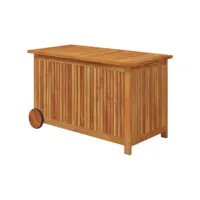 coffre boîte meuble de jardin rangement avec roues 90 x 50 x 58 cm bois acacia helloshop26 02_0013067