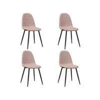 lot de 4 chaises à manger chaises à dîner, chaises de cuisine rose velours qdtr27219