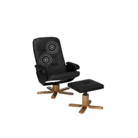 fauteuil massant en cuir noir relaxpro 1546