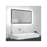 miroir à led  miroir déco pour salle de bain salon chambre ou dressing gris brillant 80x8,5x37 cm aggloméré meuble pro frco76230